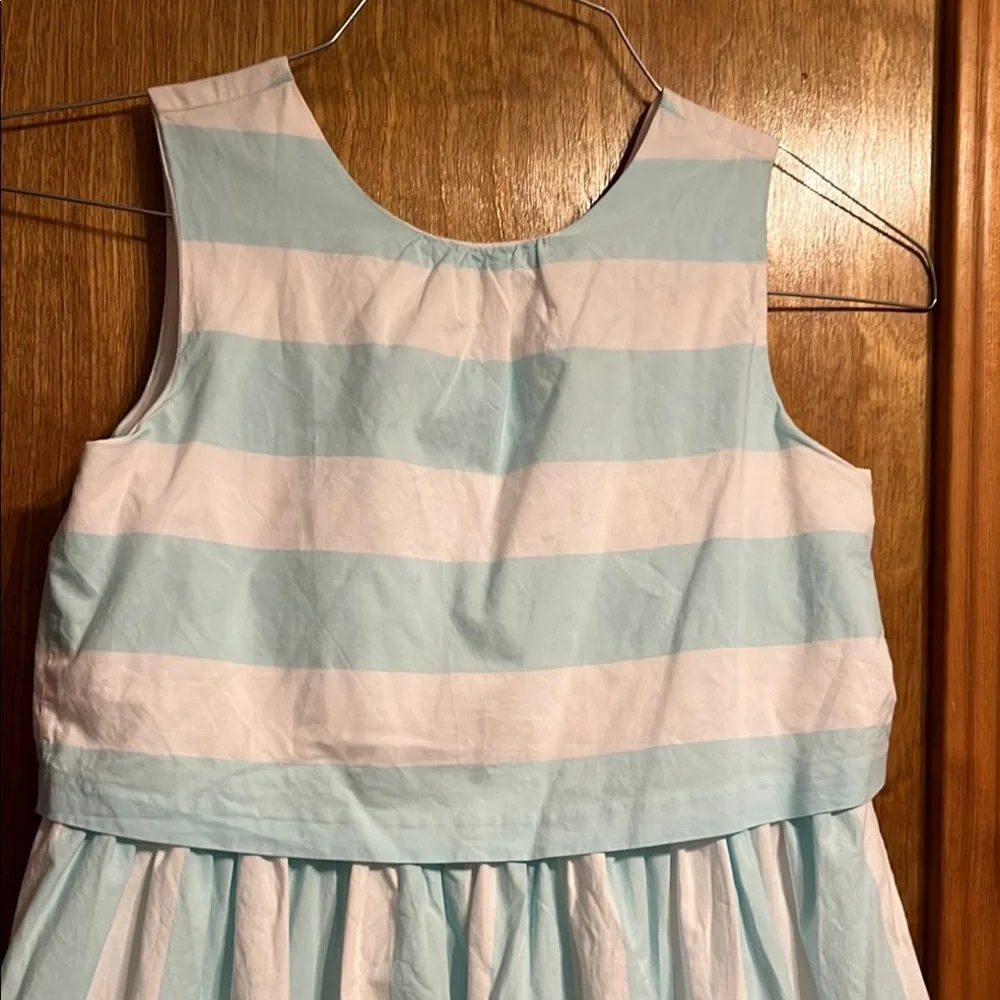 Janie and Jack Light Blue and White Striped Sleeveless Cotton Dress - Picture 2 of 10